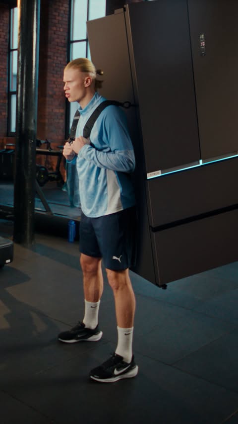 Instagram post by @erling for Midea. Caption reads: [...] Boring. Appliance-based fitness with....
