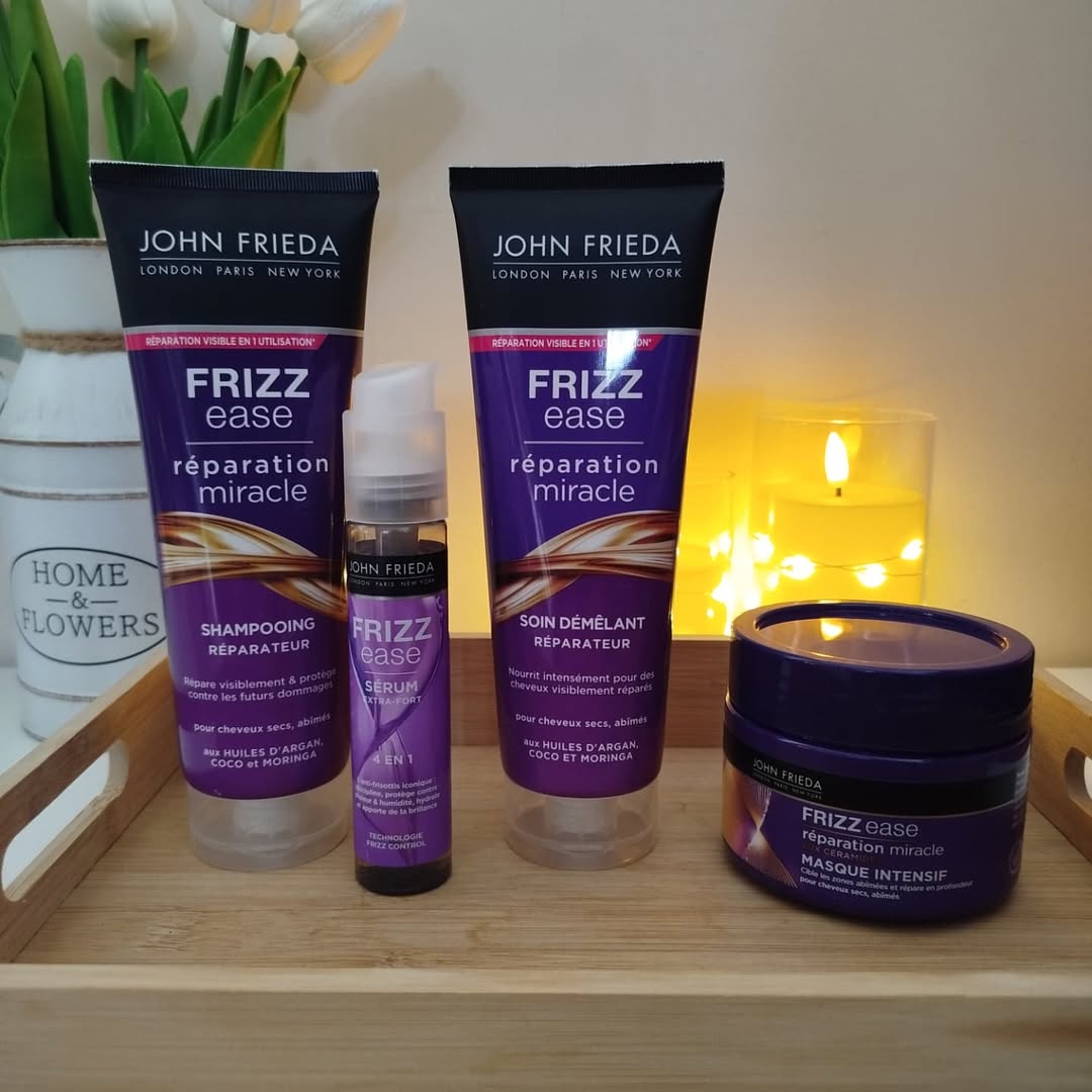 Instagram post by @alexesandraaaaa for John Frieda. Caption reads: Bonjour 😊 
Aujourd'hui on va parler de routine....