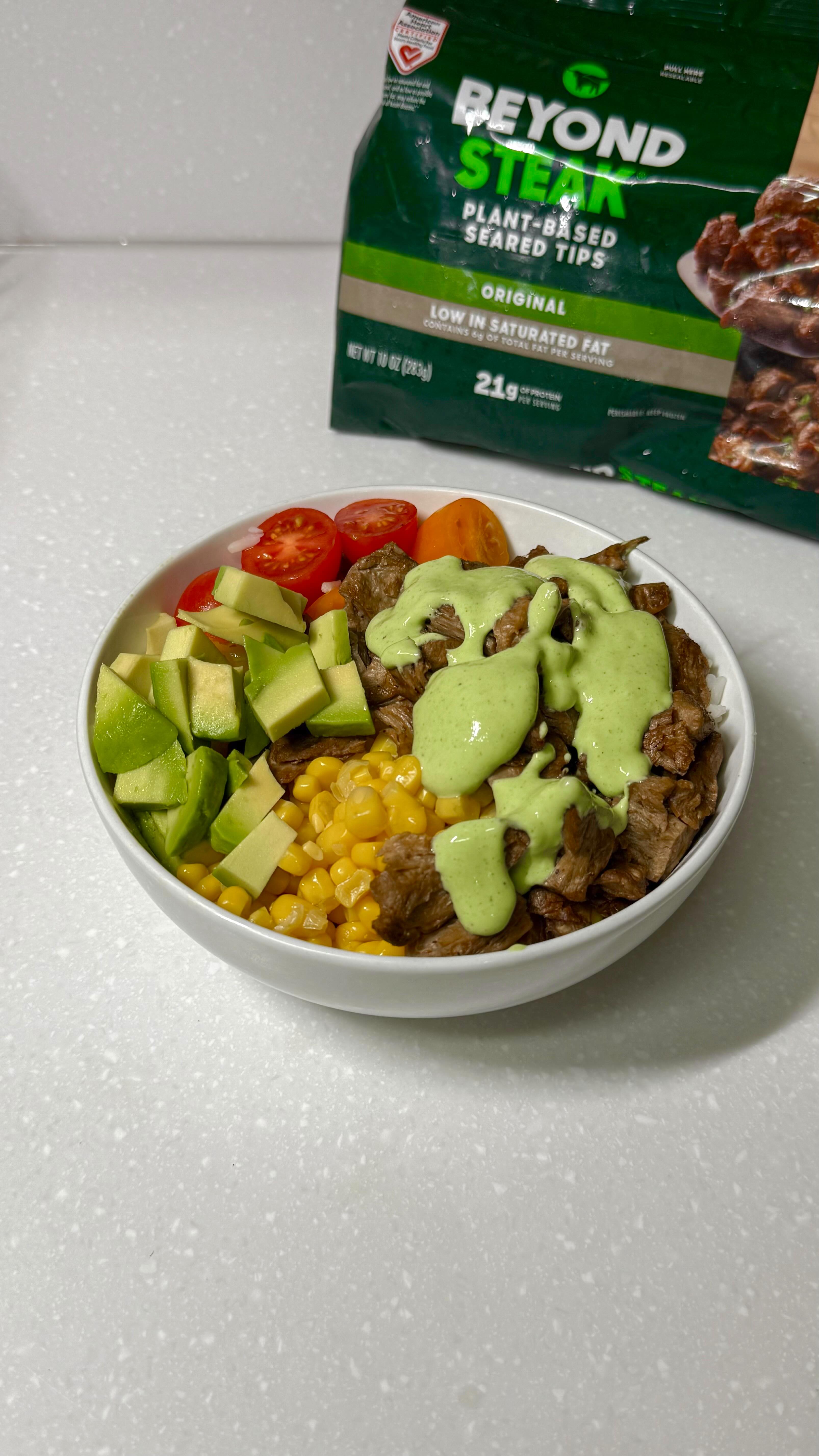 Instagram post by @bitesbymia for Beyond Meat. Caption reads: Looooove this bowl! If you want to try this Beyond....