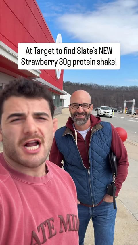 Instagram post by @johnnydrinks_ for Slate Milk. Caption reads: On the hunt for @slatemilk NEW strawberry 30g....