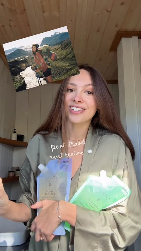 Instagram post by @sophiaxverde for Babo Botanicals. Caption reads: Winding down after a busy year of travel 😌🌿🫧....