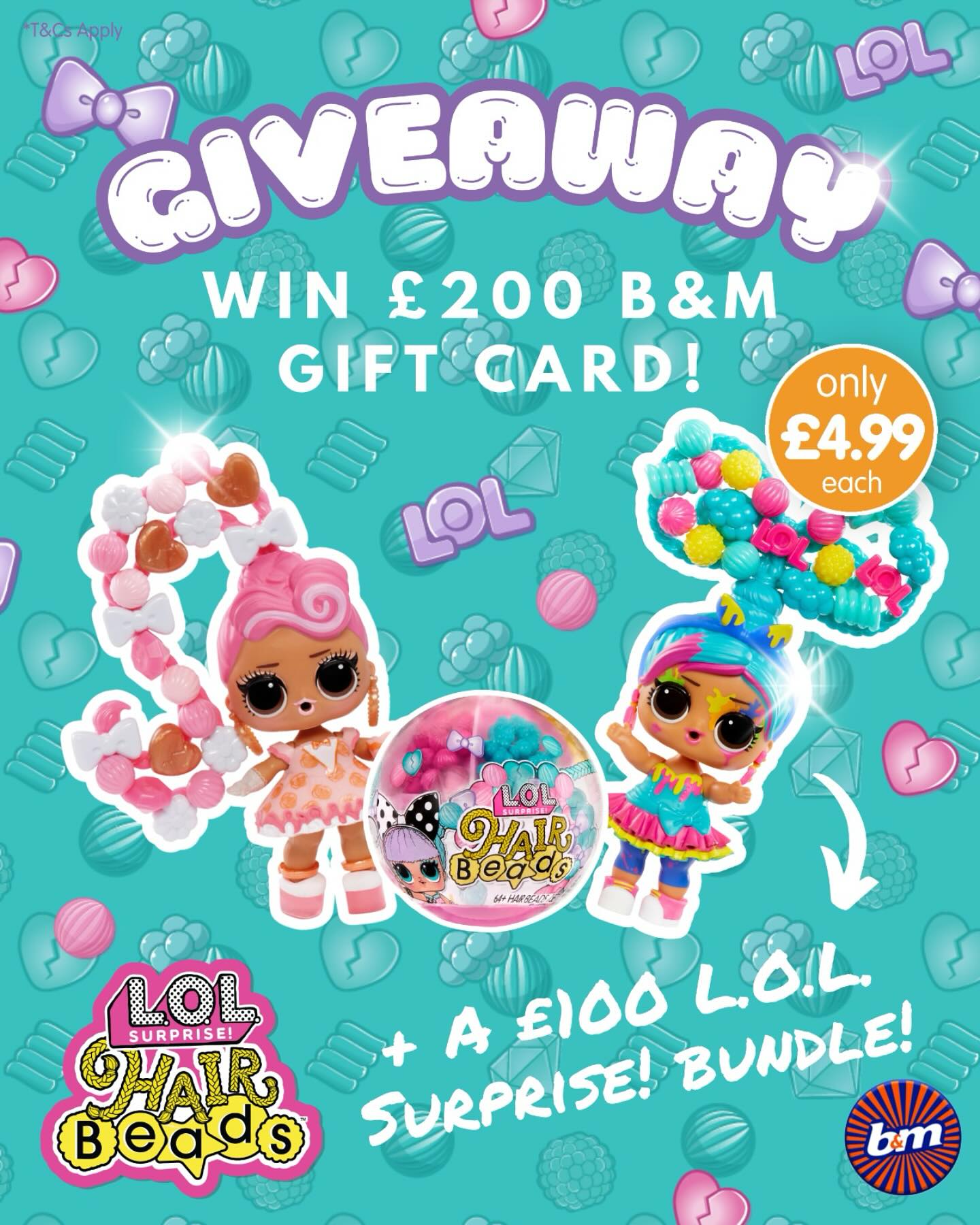 Instagram post by @lolsurprise.uk for B&M Stores. Caption reads: 🎀 Competition time! 🎀
 
To celebrate Easter,....