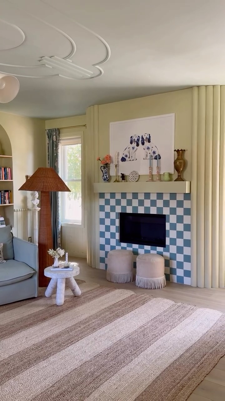 Instagram post by @britdotdesign for Society6. Caption reads: This XL framed print from @society6 is a playful....