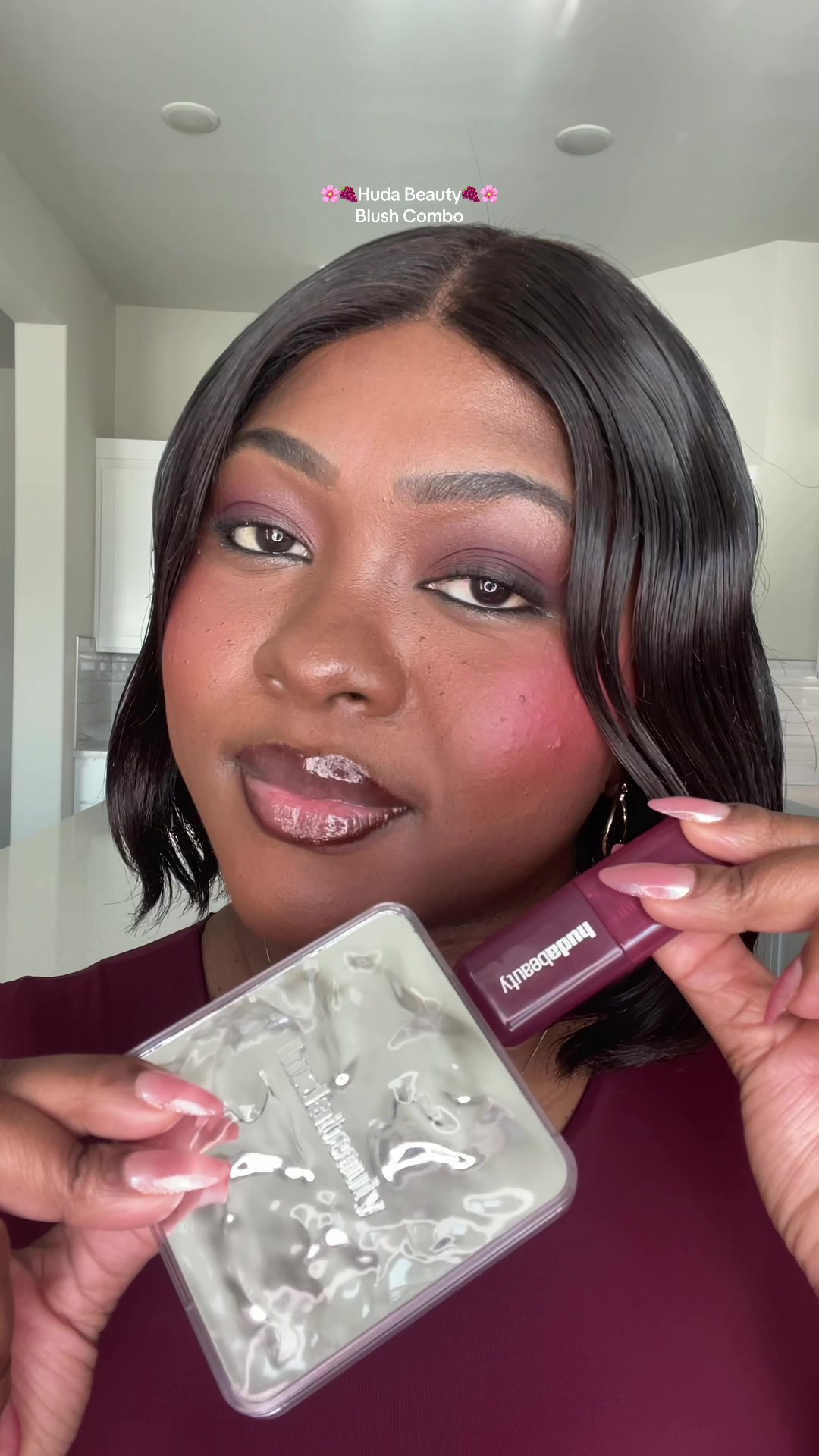 TikTok post by @breord0 for Huda Beauty. Caption reads: [...] palette gave me the perfect @Huda Beauty....