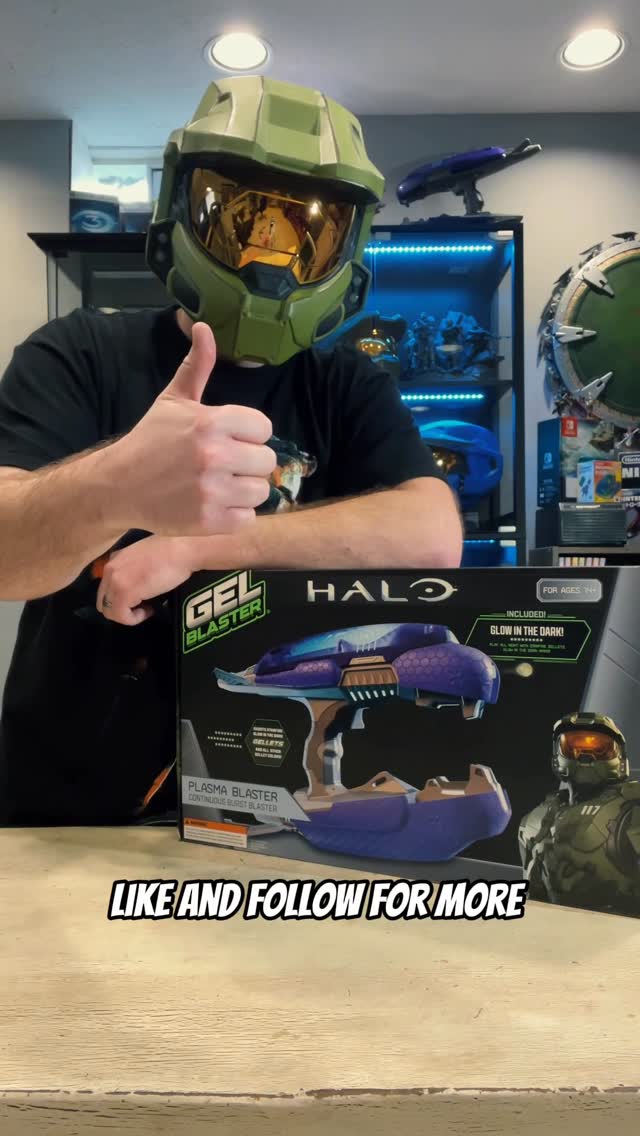 Instagram post by @a_gamers_basement for Gel Blaster. Caption reads: @gelblaster sent me this sweet Plasma Rifle that....