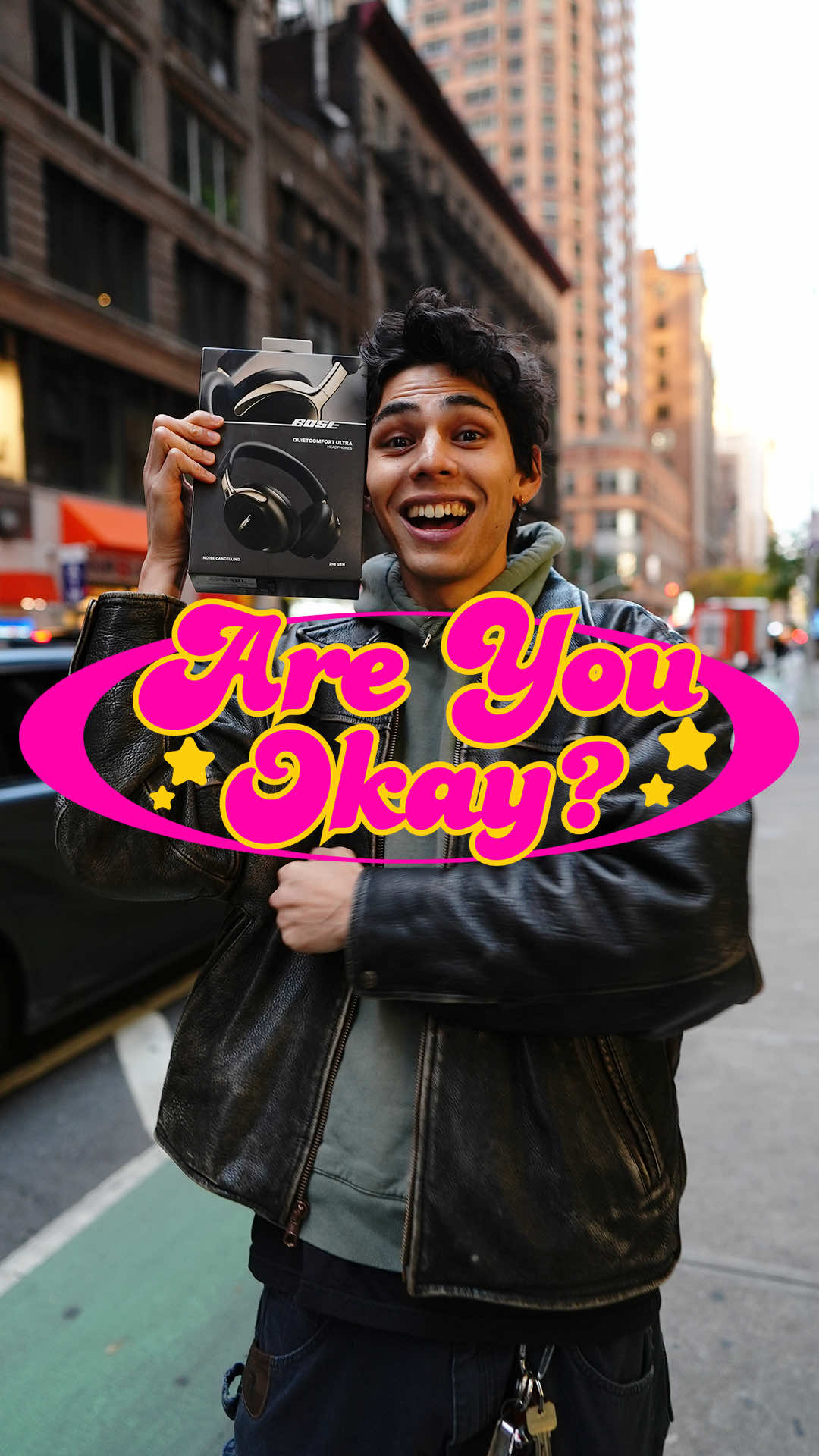 TikTok post by @areyouokayshow for Bose. Caption reads: the only NORMAL thing on his wish list... @Bose ....