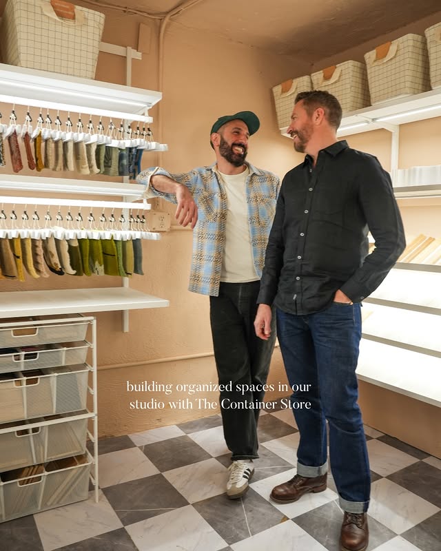 Instagram post by @brownstoneboys for The Container Store. Caption reads: [...] into one flexible system using....