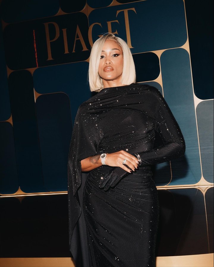 Instagram post by @therealeve for Piaget. Caption reads: [...] Extraleganza Gala in Abu Dhabi. Wearing....
