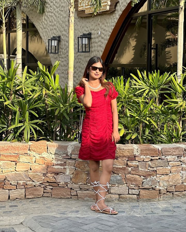 Instagram post by @officialmonika__ for Faballey. Caption reads: [...] bio
Shop Now @amazonfashionin 
Dress -....