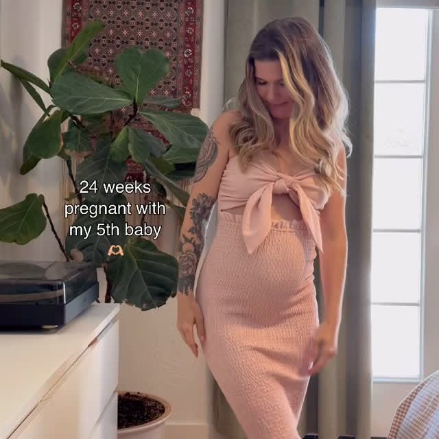 Instagram post by @madiiwrites for PinkBlush Maternity. Caption reads: My @shoppinkblush haul 🎀 

Seriously, everything....