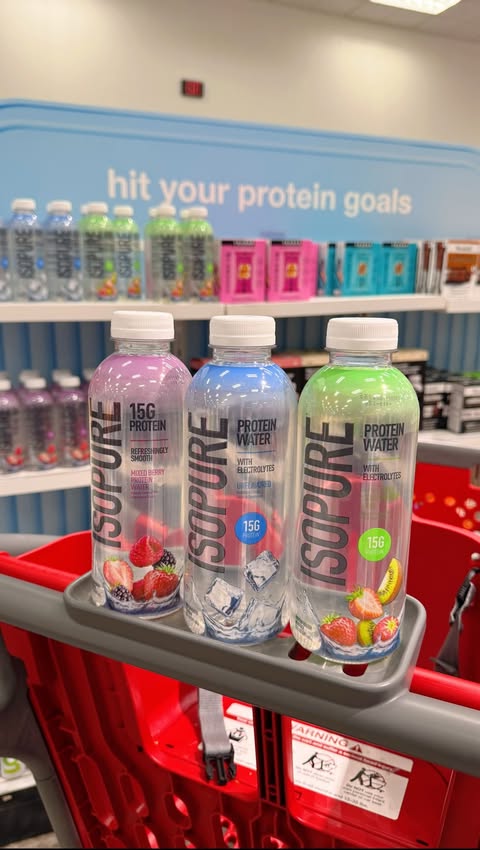 Instagram post by @targetfanatic for The Isopure Company. Caption reads: #ad 😳Have you spotted the NEW @Isopure protein....