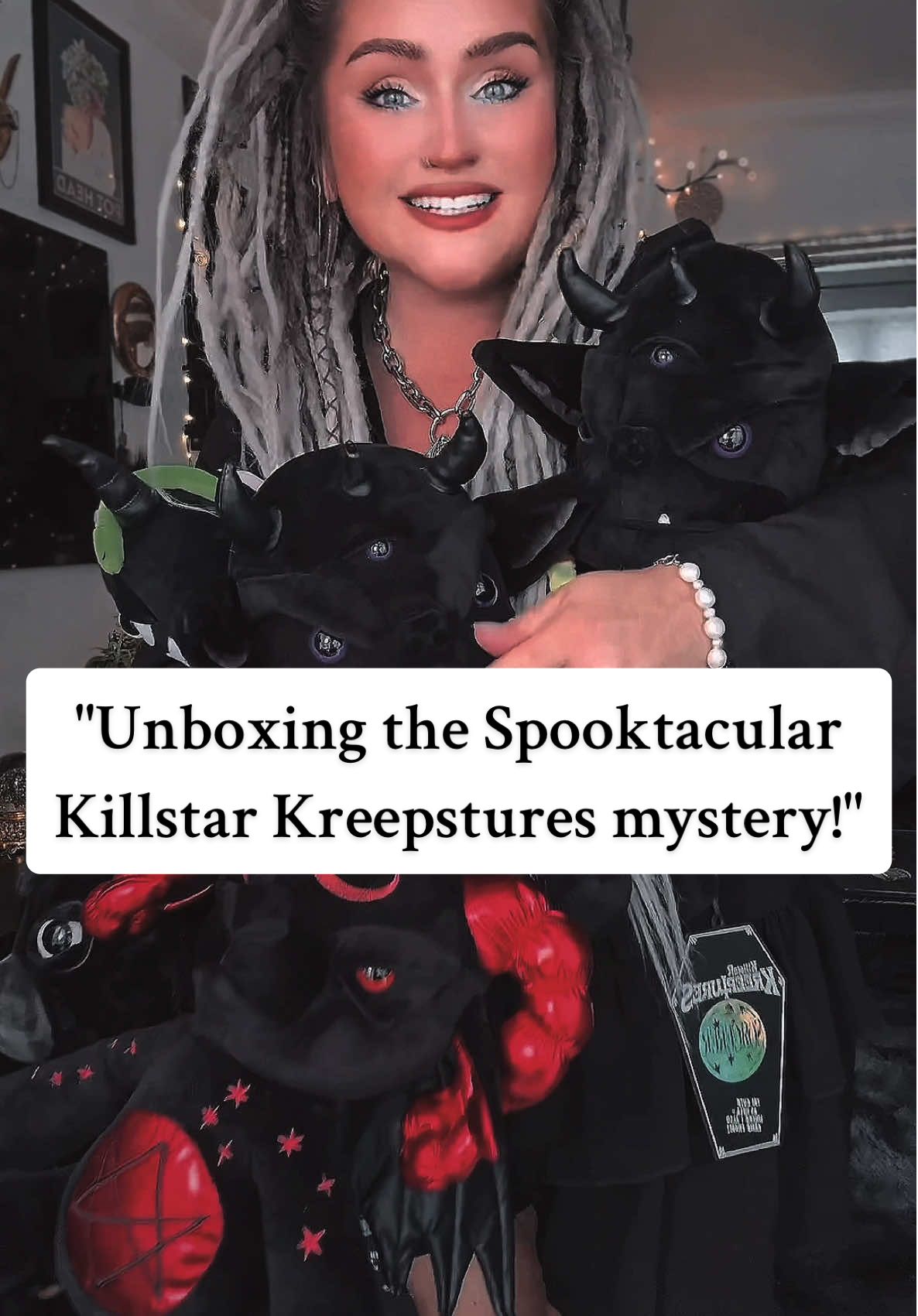 TikTok post by @brutalbabychaz for KILLSTAR. Caption reads: Replying to @April The @KILLSTAR mystery bags are....