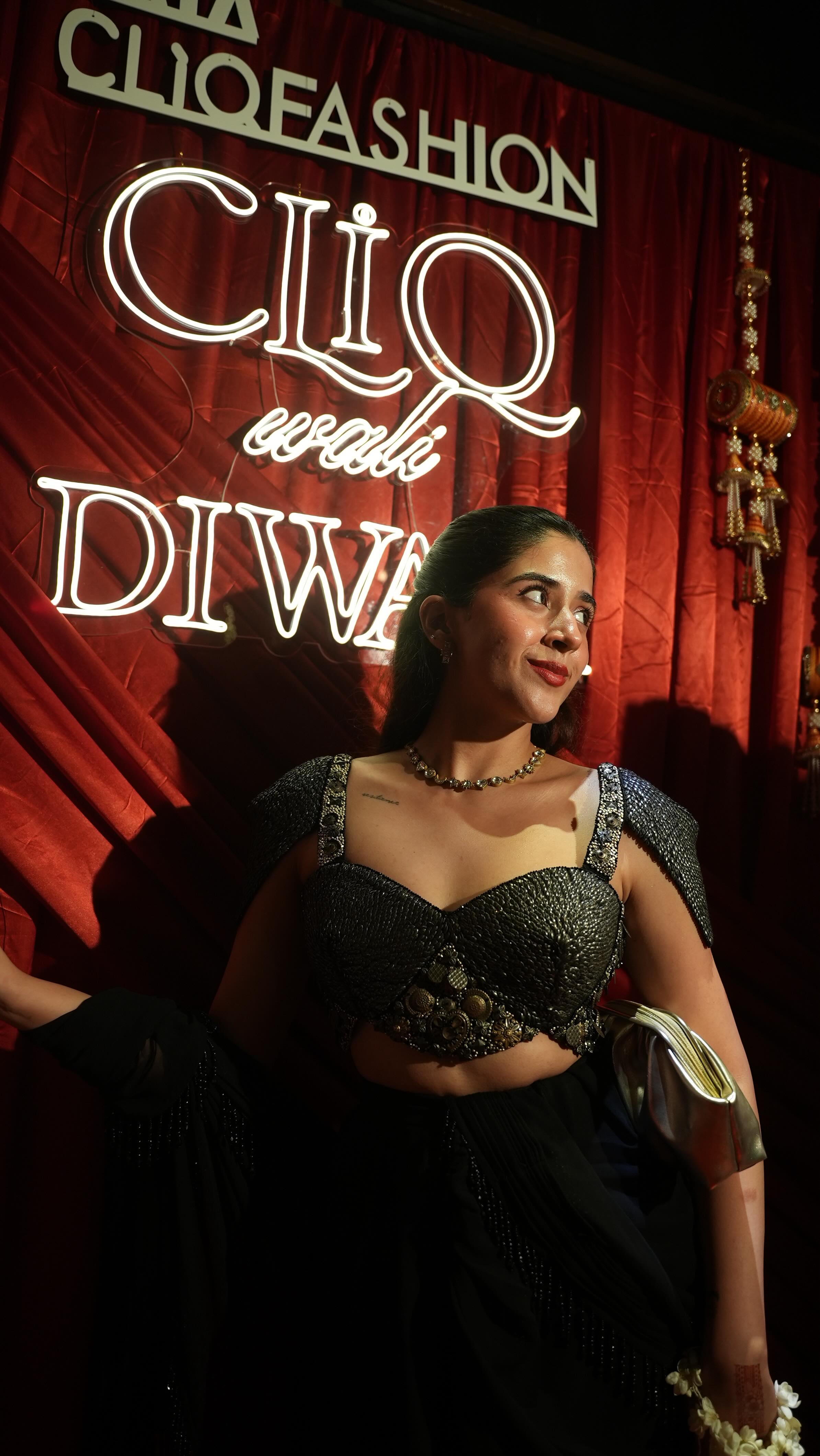 Instagram post by @devikavinayek for Tata CLiQ. Caption reads: Okay but CLiQ wali Diwali?? Still recovering tbh....