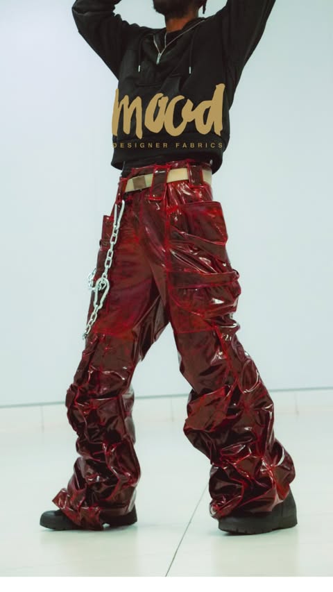 Instagram post by @justinp.etn for Mood Fabrics. Caption reads: I started fabric shopping at @moodfabrics 10 years....