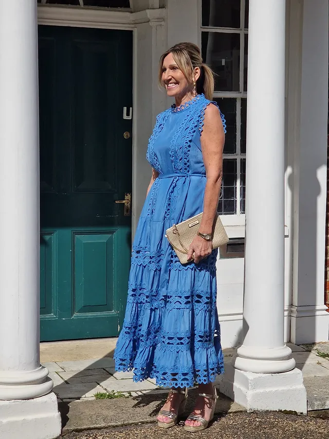 Instagram post by @tracys_fashion_style for Izabel London. Caption reads: Blue Monday 💙 Just a reminder that the giveaway....