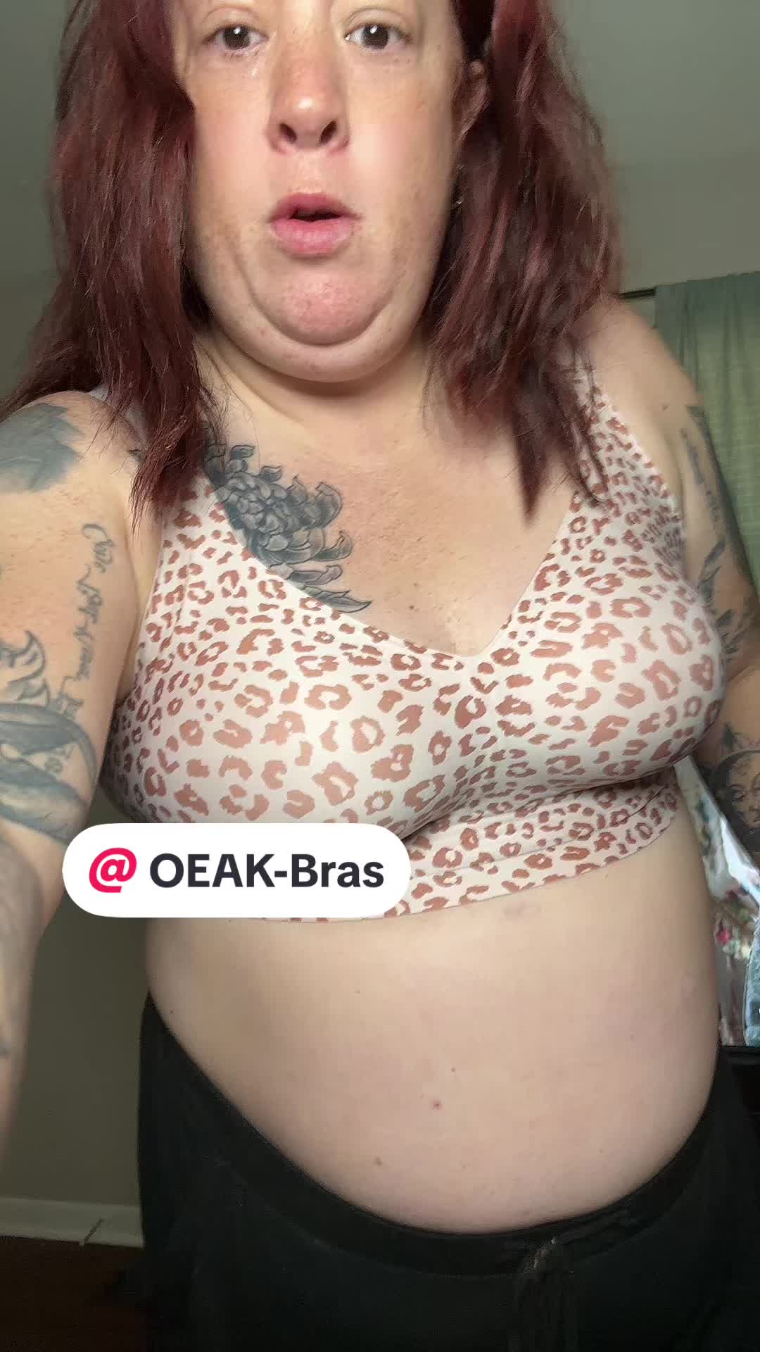 TikTok post by @nellievs_mama for OEAK Apparel. Caption reads: @OEAK-Bras @OEAK Apparel #oeak #bras....