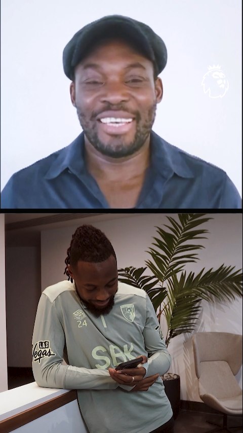 Instagram post by @blackstarsofghana_ for Premier League. Caption reads: Antoine Semenyo ❤️ Michael Essien 🇬🇭.