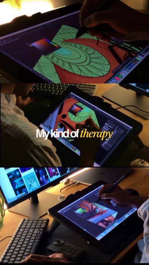 Instagram post by @cursed.loop for XPPen. Caption reads: [...] tablet used in this video : Xppen Artist pr.