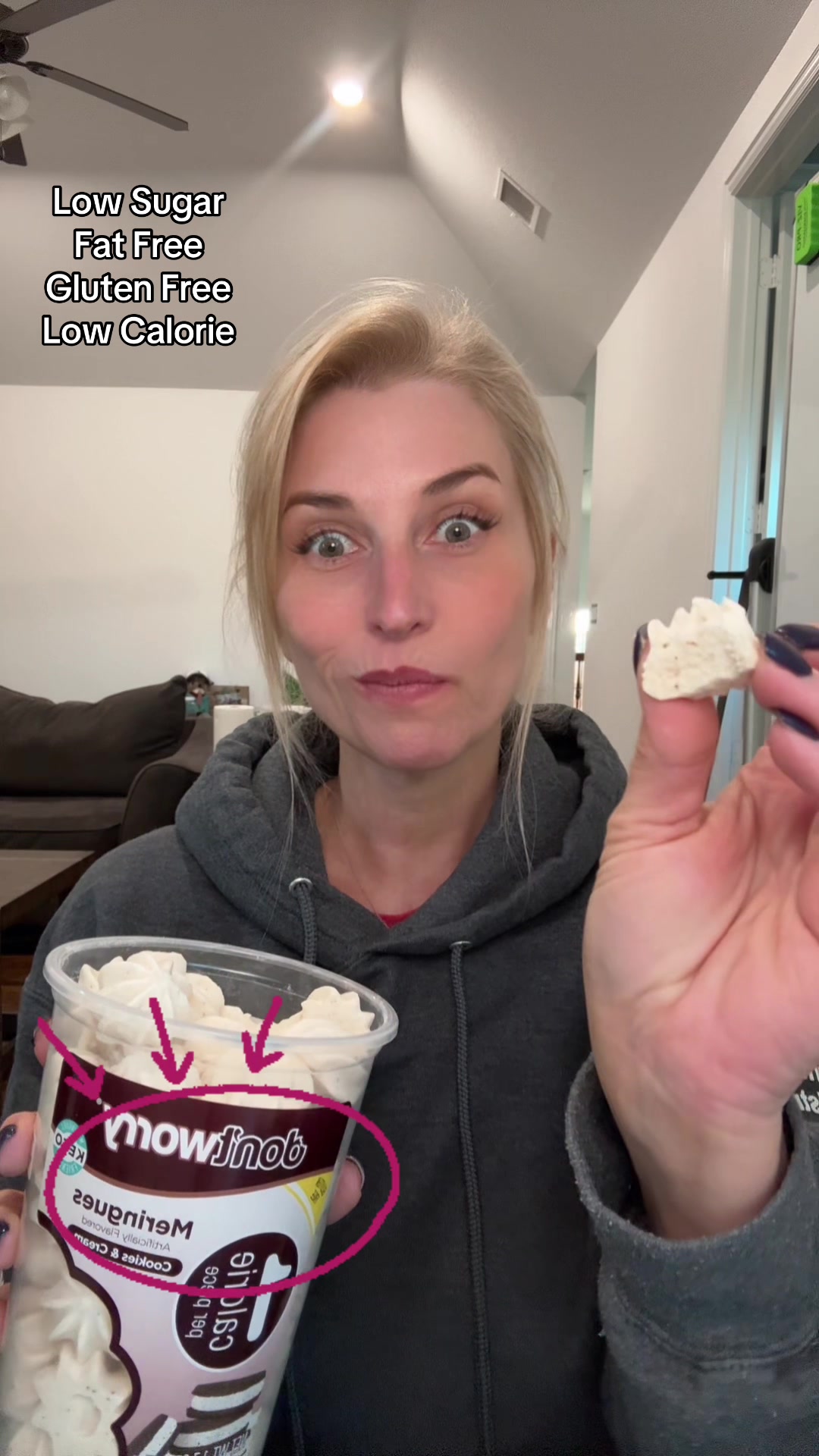 TikTok post by @anna.venture for dontworrysnacks. Caption reads: @dontworry snacks made meringues dangerously....