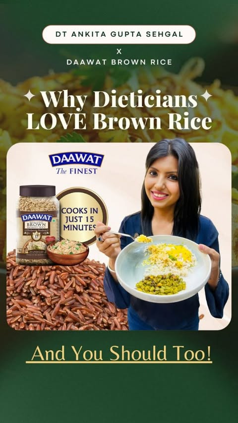 Instagram post by @_nutritionmatters for Daawat. Caption reads: [...] one small swap - regular white rice to....