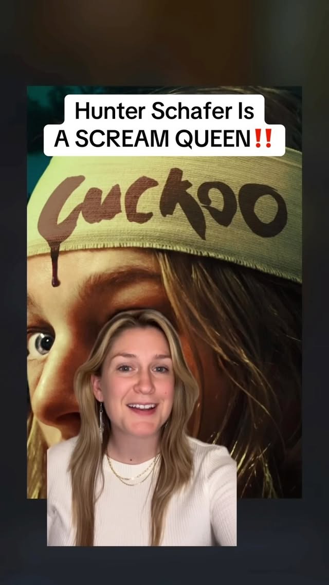 Instagram post by @deep_red_perfect_blue for NEON. Caption reads: [...] August 9th! #cuckoomovie #hunterschafer....