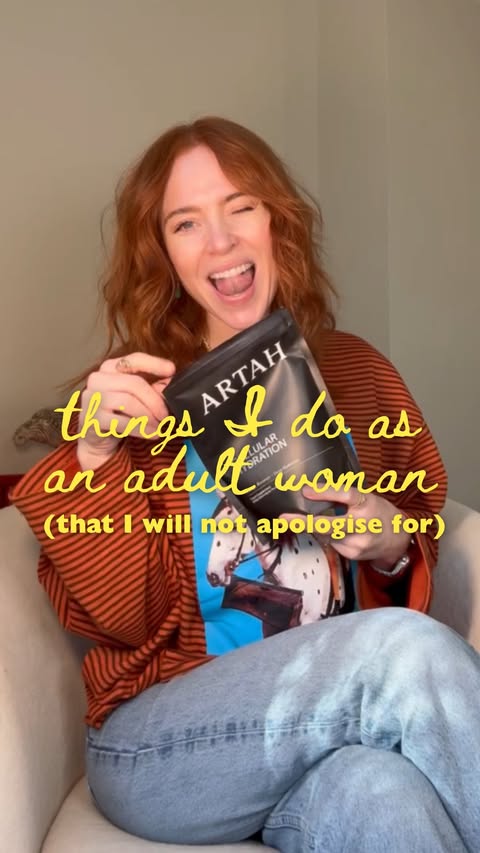 Instagram post by @angelascanlon for ARTAH. Caption reads: [...] plumped peach over shrivelled prune, and....