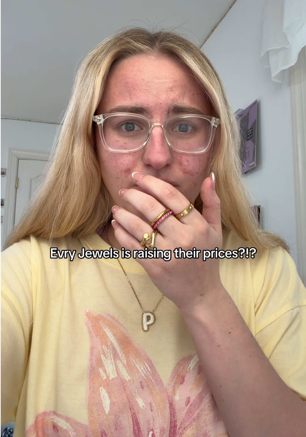 TikTok post by @pipercrawford6 for EVRY JEWELS. Caption reads: @EvryJewels is raising their prices???!! [...].