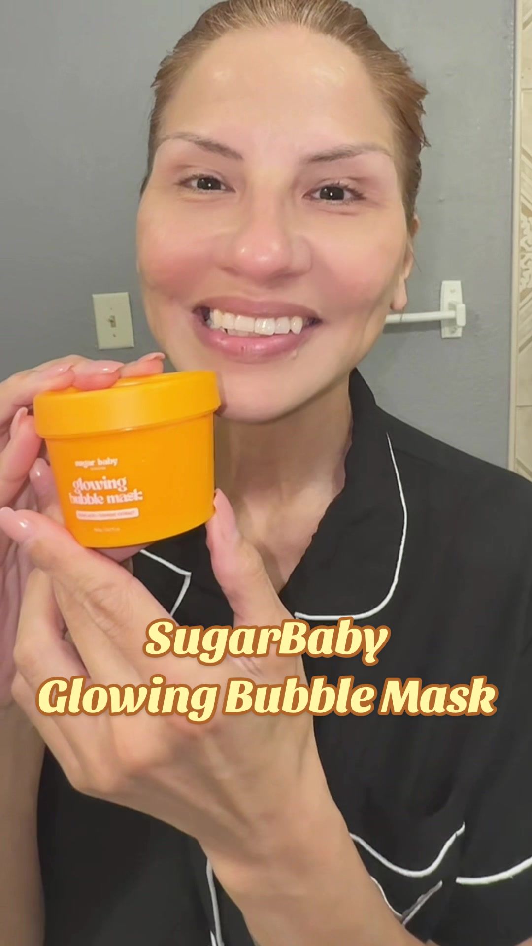 TikTok post by @silkyreddgirl for Sugar Baby Care. Caption reads: Sugar Baby Glowing Bubble Mask #sugarbaby....