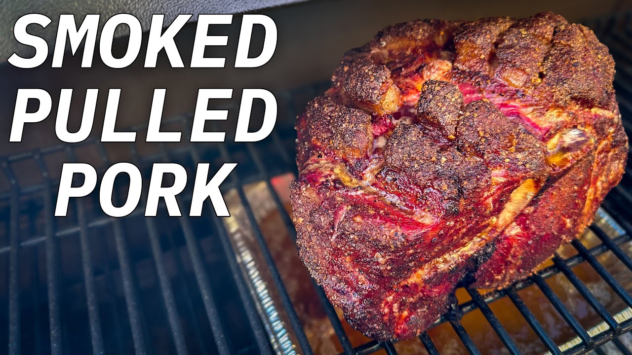 YouTube post by @AshKickinBBQ for ThermoWorks. Caption reads: How To Smoke Juicy Pulled Pork On A Pellet Grill!....