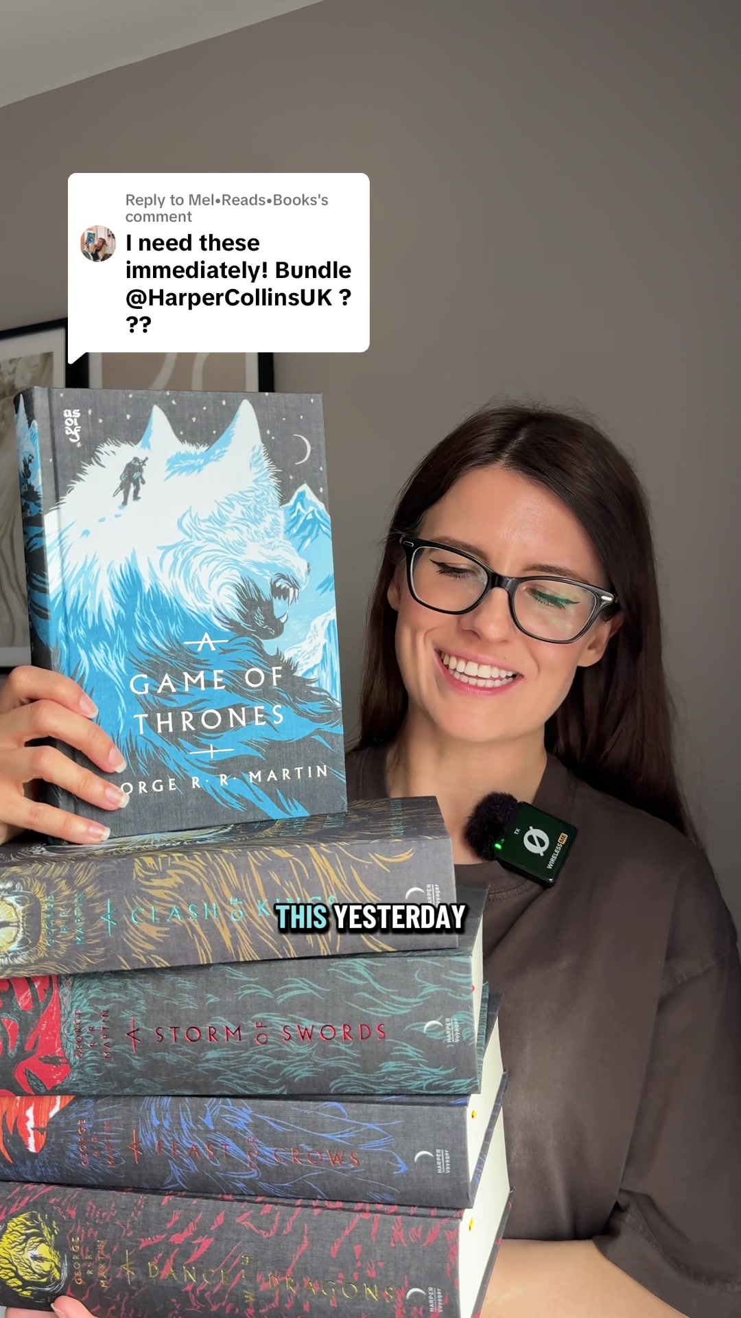 TikTok post by @violet.hollow for HarperCollins. Caption reads: [...] new clothbound editions ❄️ @HarperCollinsUK....