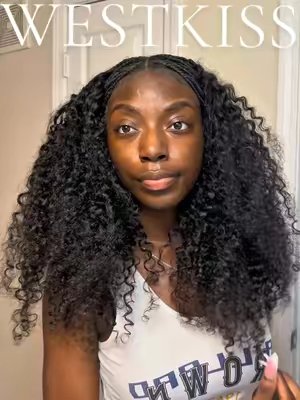 TikTok post by @chatwithtee for West Kiss Hair. Caption reads: [...] @WestKiss Hair Store #burmesecurly....
