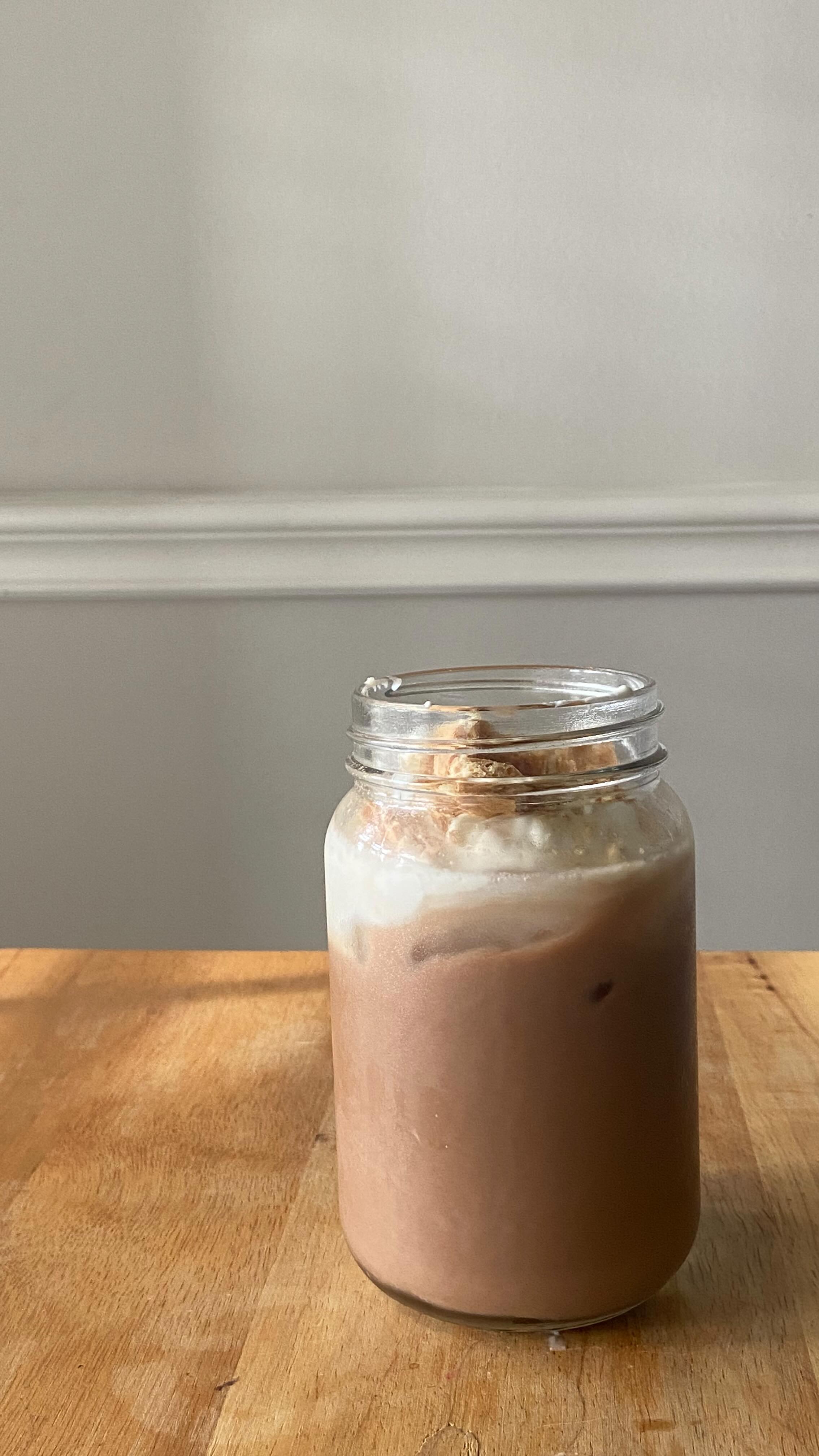 Instagram post by @behindjoey for Mooala. Caption reads: s’mores iced mocha w/  whipped cream ✨
 
✨ - the....