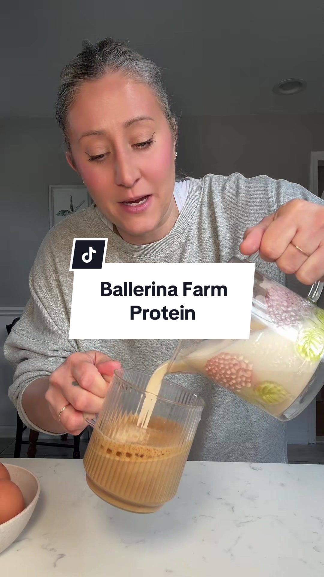 TikTok post by @jessicaciraulo for Ballerina Farm. Caption reads: Ballerina Farms farmer protein is quite literally....