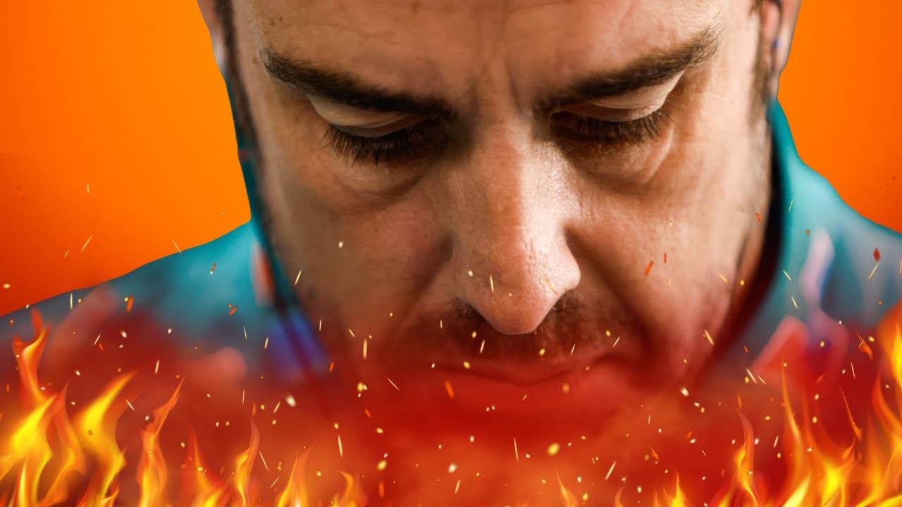 YouTube post by @peterwindsor for Titleist. Caption reads: The BURNING RAGE that is Fernando Alonso by Mark....