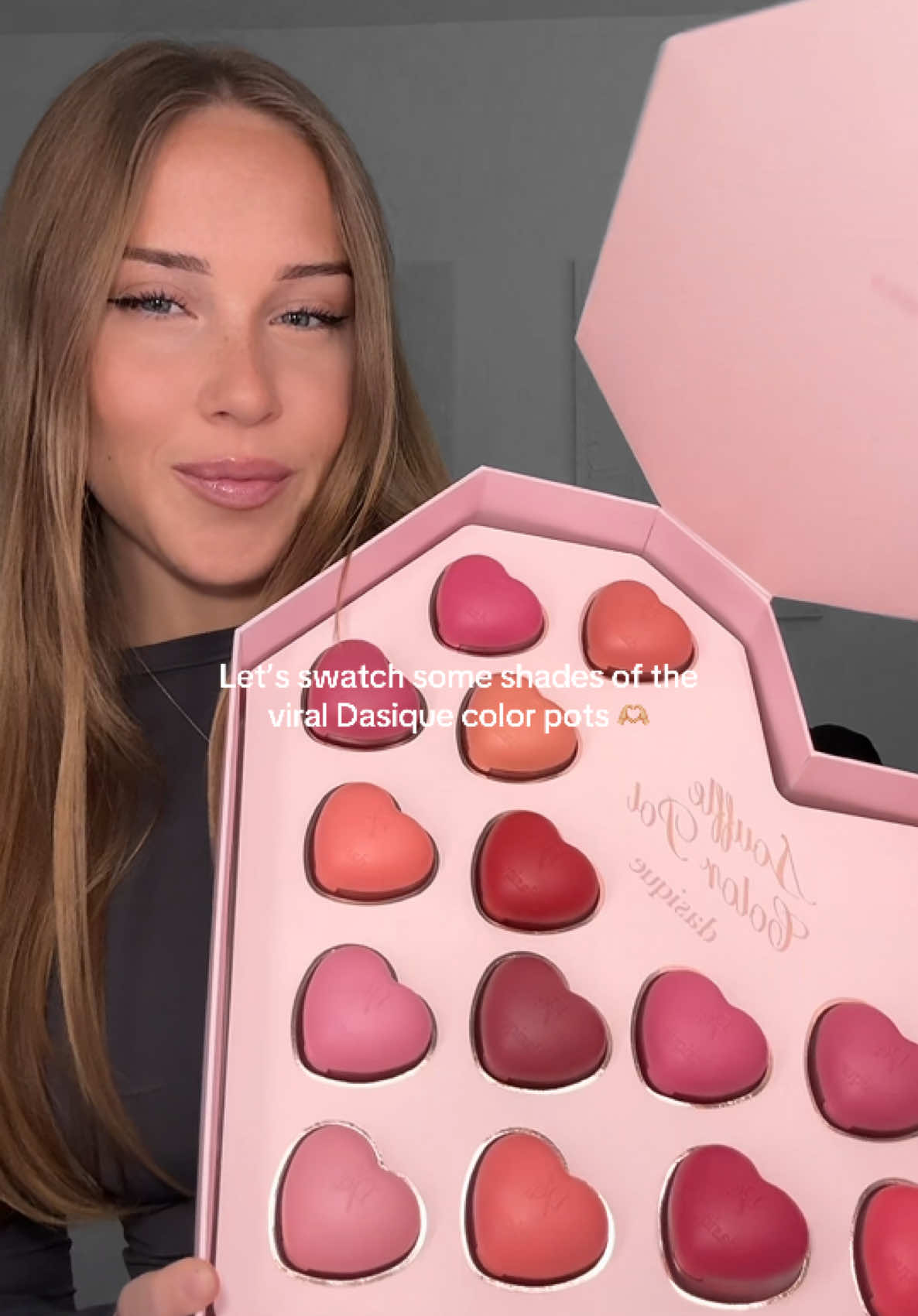 TikTok post by @riley.becca for Dasique. Caption reads: Dasique is now in Target!💗 Let’s swatch some....