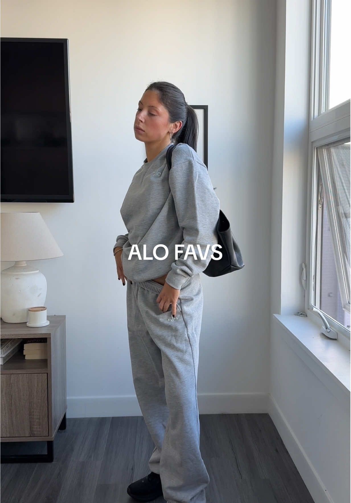 TikTok post by @connerbabcock for Alo Yoga. Caption reads: Favs for the @alo 30% off event 🩶👟.