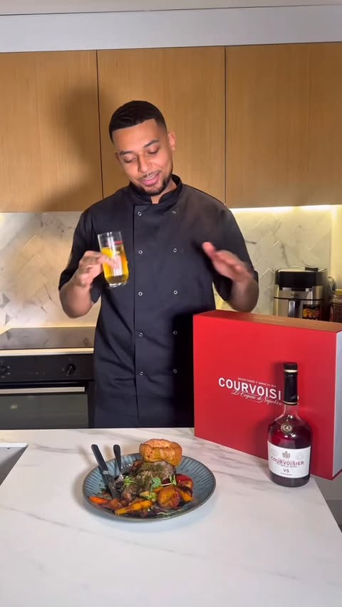 Instagram post by @nattycancook_ for Courvoisier. Caption reads: [...] course… we’re hosting properly with....