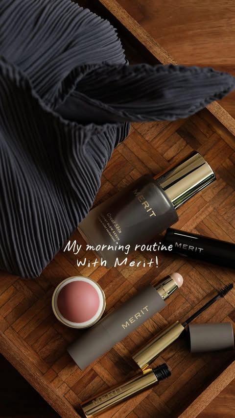 Instagram post by @alicecatherine for MERIT. Caption reads: [...] My morning routine simplified with the....