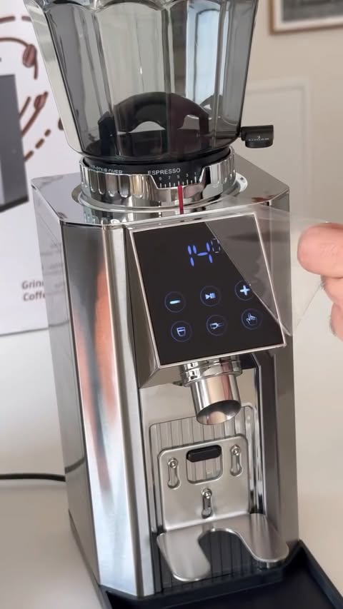 Instagram post by @homecoffeebeans for AMZCHEF. Caption reads: Unboxing 📦☕ Ad/W AMZCHEF electric coffee grinder....
