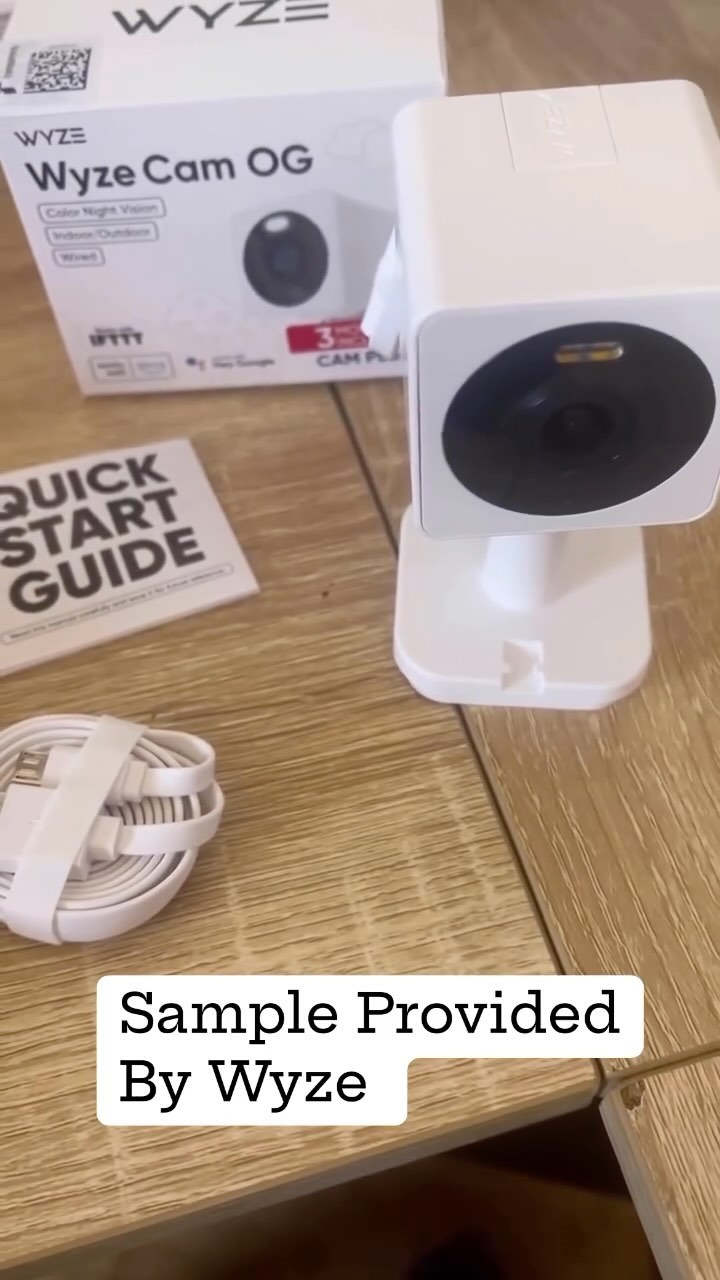 Instagram post by @cynssupersavings for Wyze. Caption reads: 🔒 Stay Safe Day and Night with Wyze Cam OG....