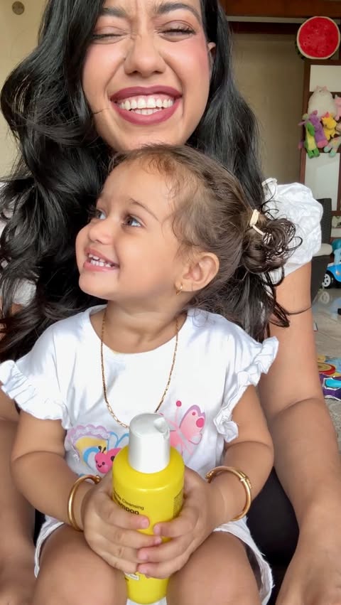 Instagram post by @debasreee for Bare Anatomy. Caption reads: [...] ✨ #AD #Kidsshampoo #Babycare #BareAnatomy.