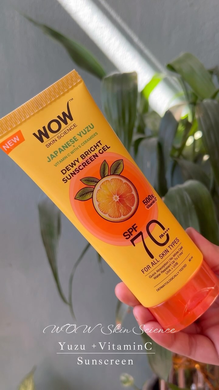 Instagram post by @ittisha_khan12 for WOW Skin Science India. Caption reads: Wow Japanese Yuzu sunscreen Gel with 
spf 70....