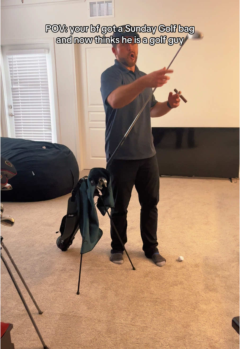 TikTok post by @moz_the_man for Sunday Golf. Caption reads: Sunday Golf - For the weekend… not the living....