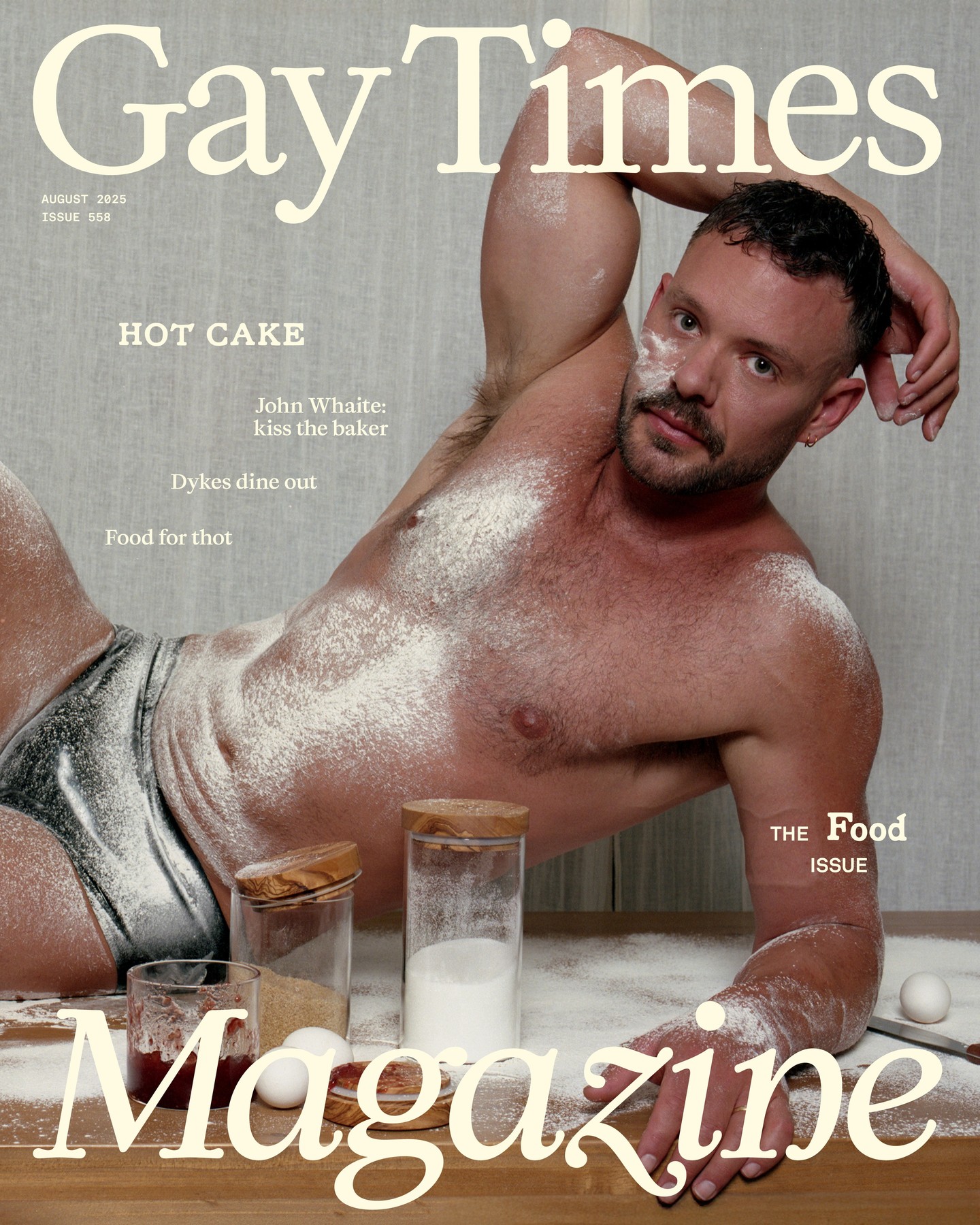 Instagram post by @john_whaite for GAY TIMES. Caption reads: Food for thot? Welcome to the Gay Times Food Issue....