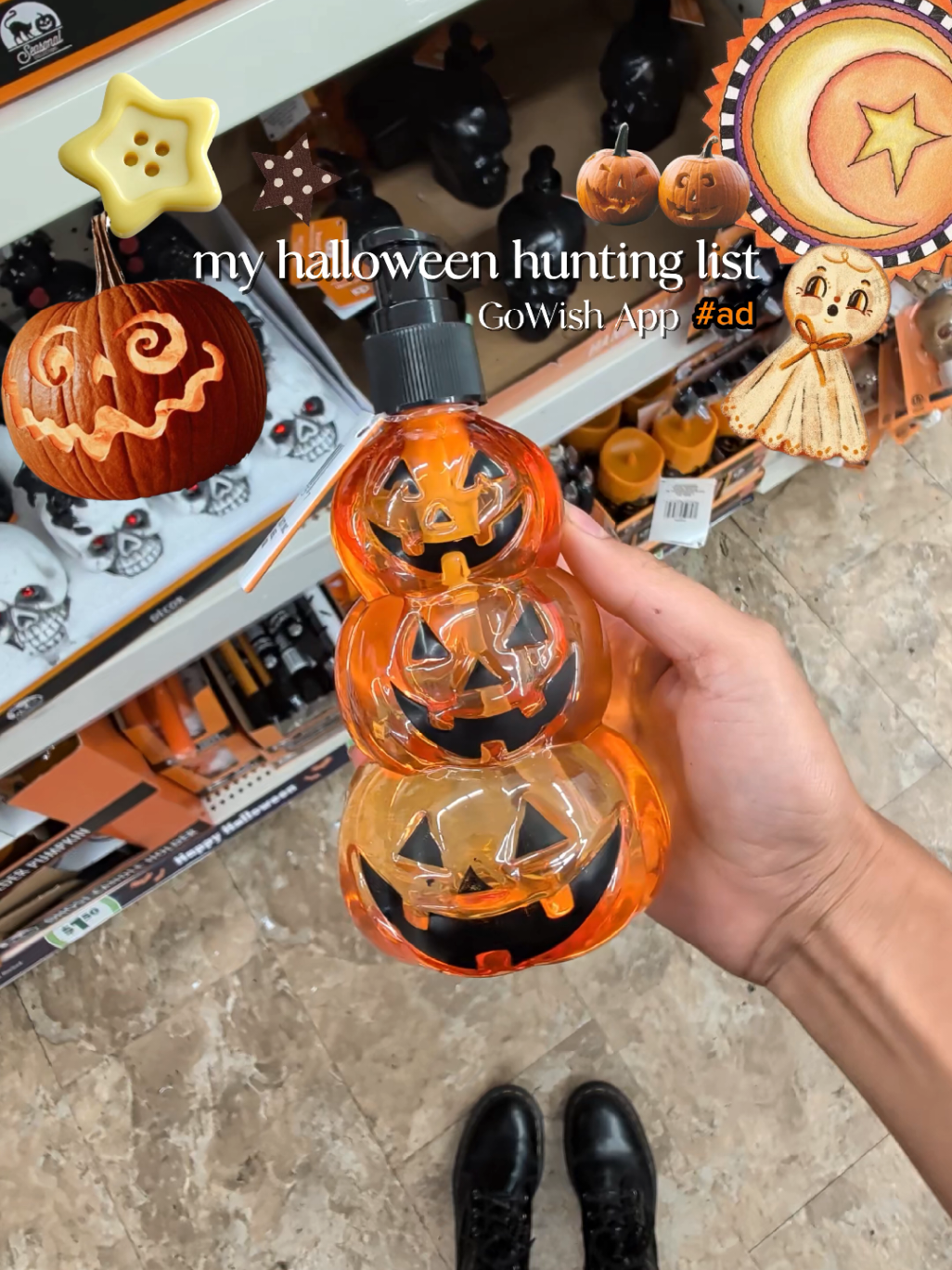 TikTok post by @thenebellion for GoWish. Caption reads: happy hunting on the @GoWish app! 🎃 #ad....