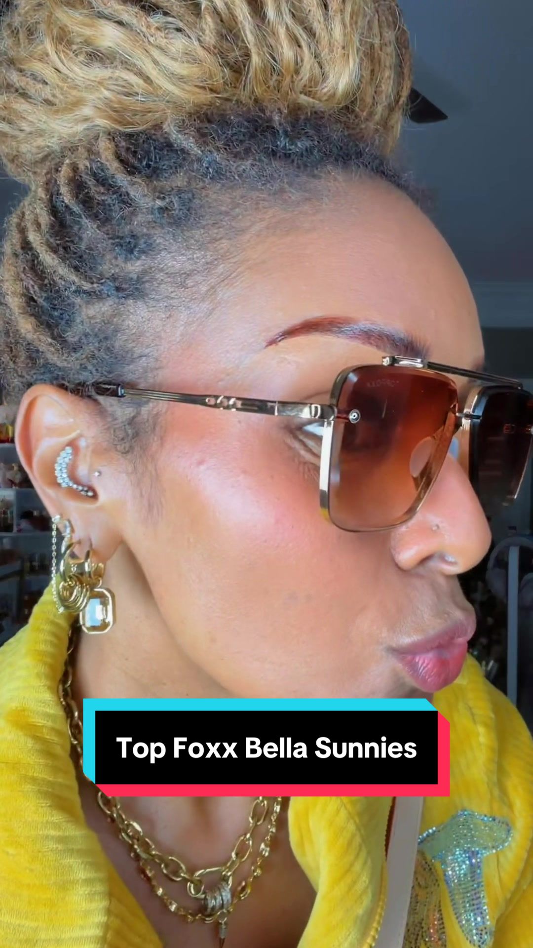 TikTok post by @annisha_vsg_tanksley0 for TopFoxx. Caption reads: I absolutely love these sunglasses 💖 @TopFoxx ....