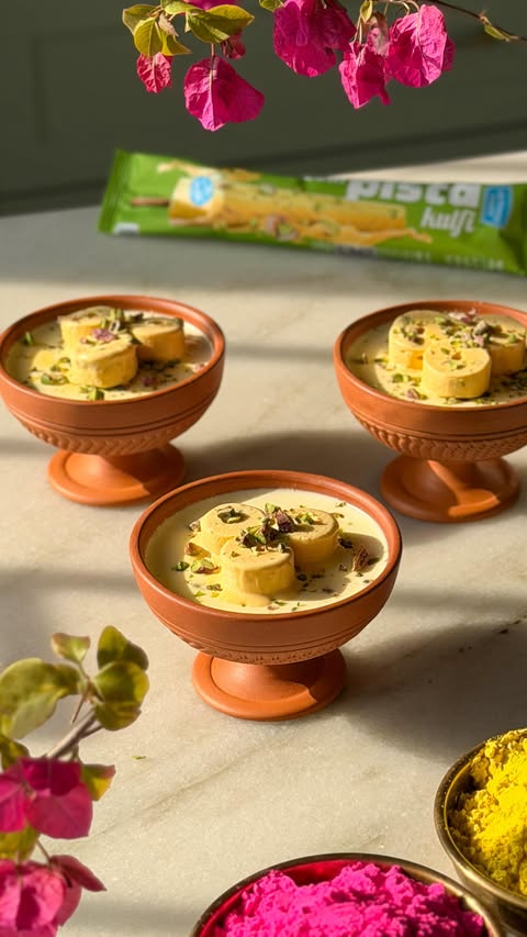 Instagram post by @millsandbuns for Mother Dairy. Caption reads: [...] holi dessert!! I paired it with @motherdairy....