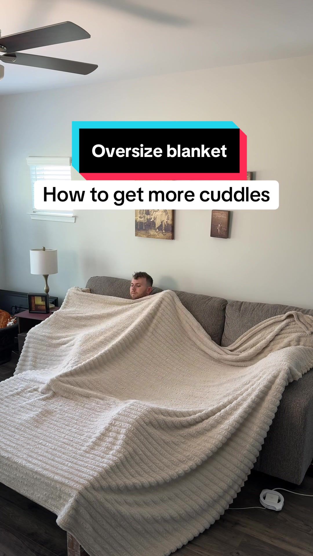 TikTok post by @stephmakessense for Bedsure Home. Caption reads: Oversized Christmas gift blanket  @Bedsure  ....
