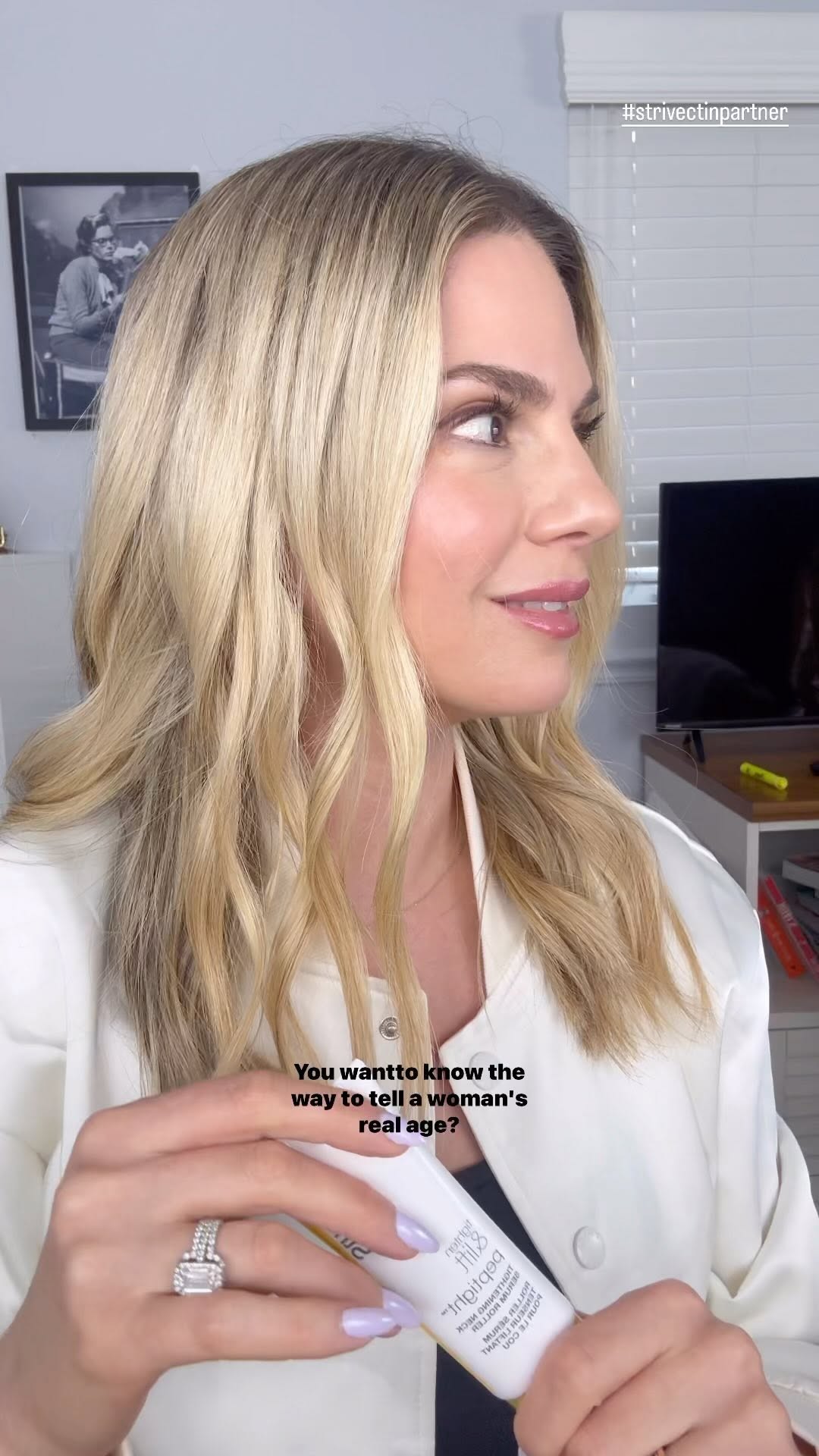 Instagram post by @kellylkruger for StriVectin. Caption reads: FRIDAY FINDS ep 3! Are you taking care of your....