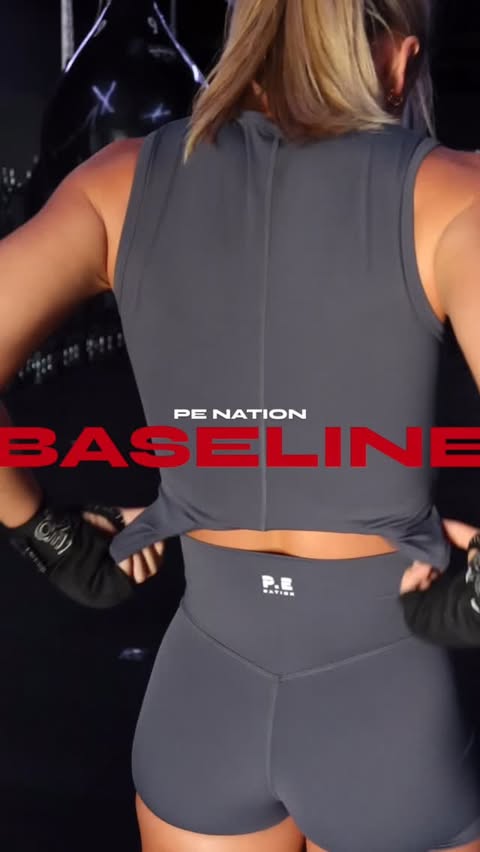 Instagram post by @graciesteerr for P.E Nation. Caption reads: Training in P.E Nation’s BASELINE collection |....